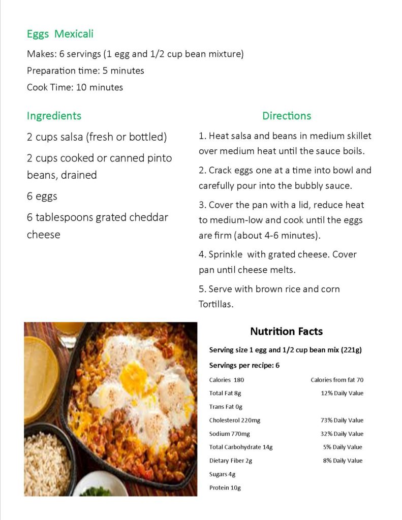 WIC recipe to make Eggs Mexicali